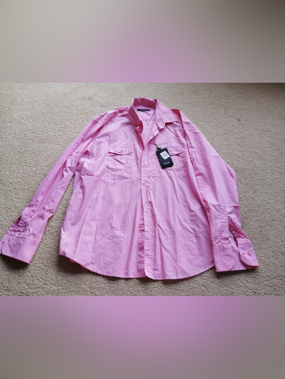 Casual Long-Sleeve Button-Down Shirt in Light Pink
